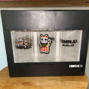 NEW Complexcon X Nigo Meneki 3 Glass Tumbler Set Glasses New